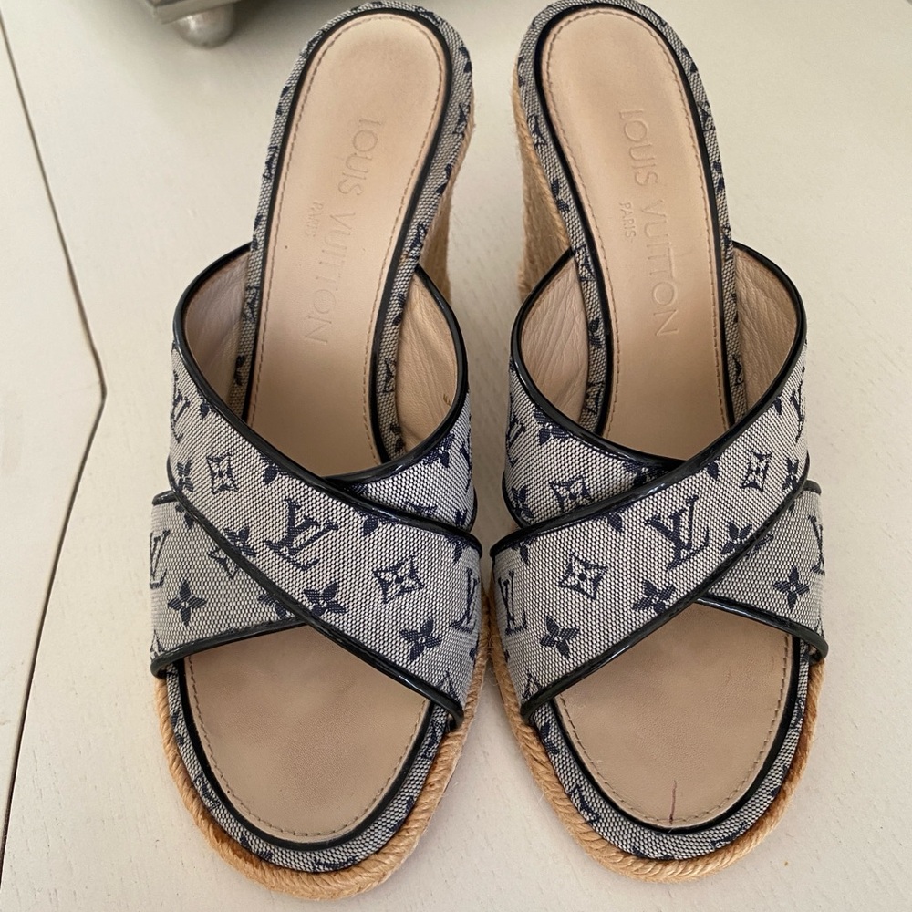 Auth Louis Vuitton Wedge Slides - image 2
